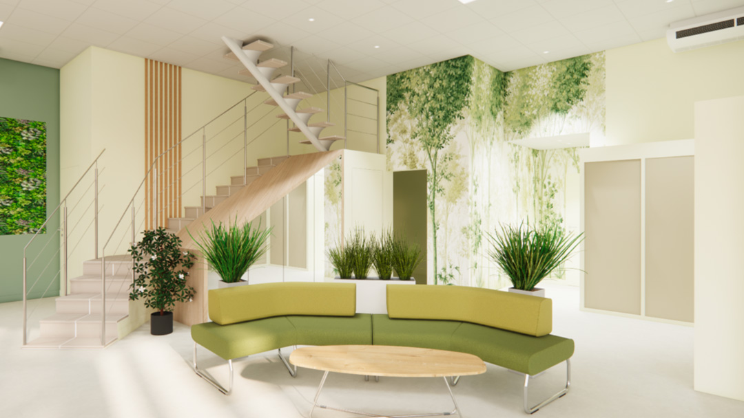 Conception 3D –  Hall Accueil – Bureaux